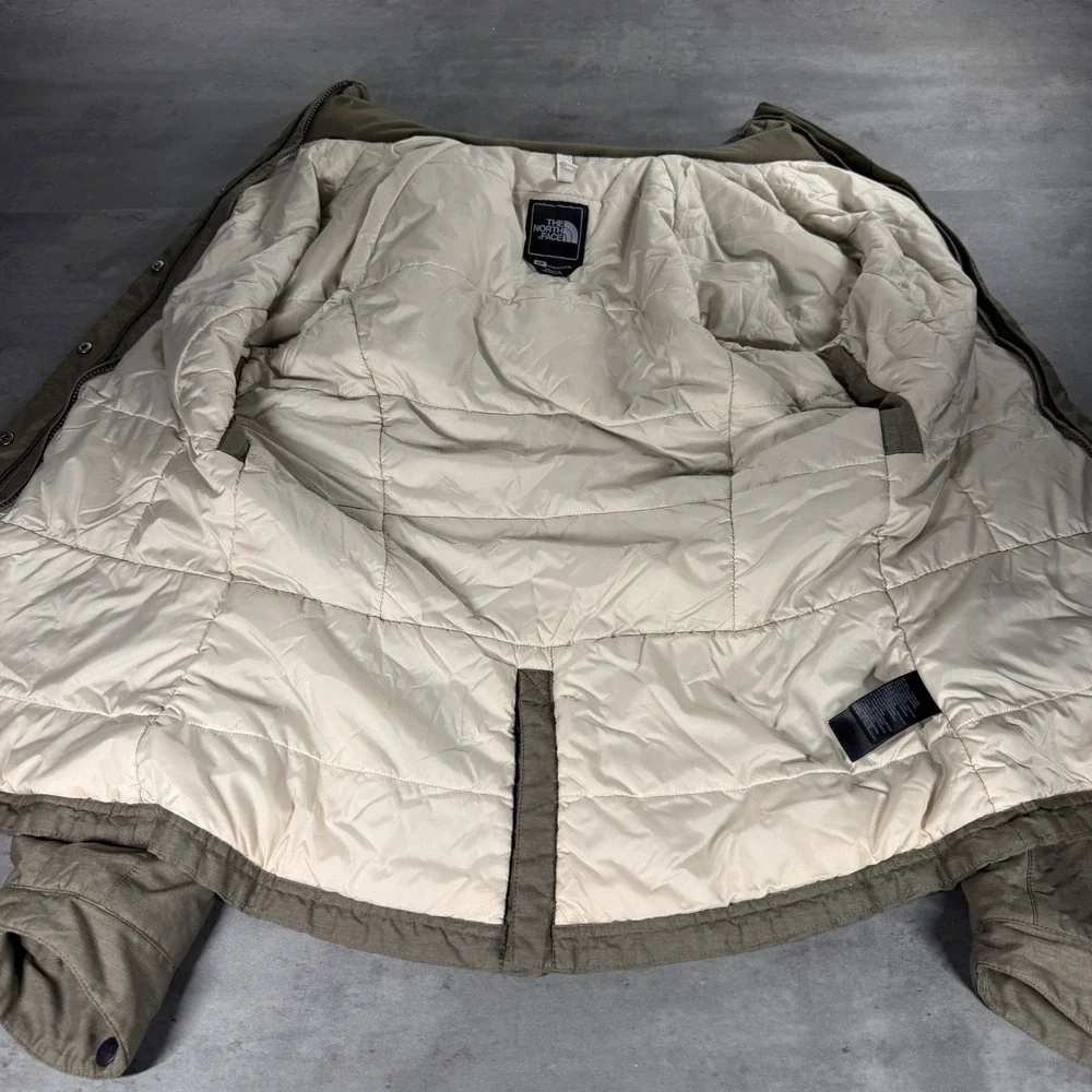 The North Face HyVent‎ Hooded Parka Jacket Womens Small Olive Green Brown 3 in 1